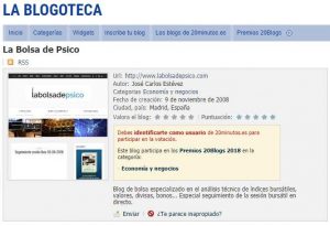 La Bolsa de Psico en los premios 20Blogs 2018