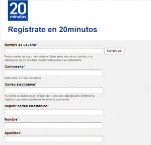 Registrate 20 minutos